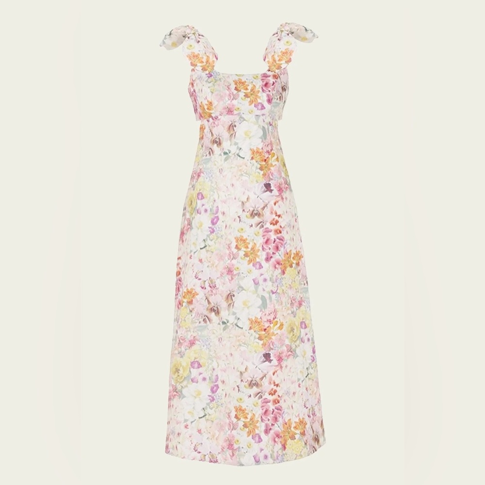 Zimmermann Harmony Floral Linen Midi Dress